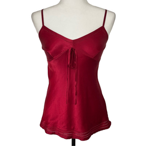 Banana Republic 100% Silk Y2K Red Camisole Top XSP Babydoll Slinky Going Out